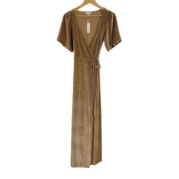 BALTIC BORN Meghan Gold Velvet Wrap Maxi Dress - Picture 3 of 11